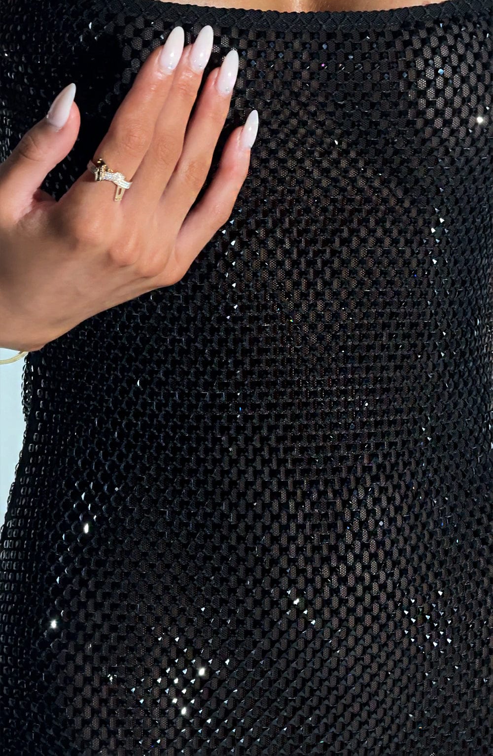 VIVIENNE | Elegantes Strass-Minikleid – Schwarz
