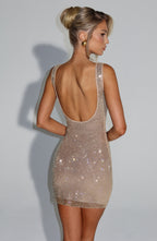 VIVIENNE | Elegantes Strass-Minikleid – Gold