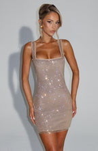 VIVIENNE | Elegantes Strass-Minikleid – Gold