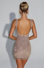 VIVIENNE | Elegantes Strass-Minikleid – Gold
