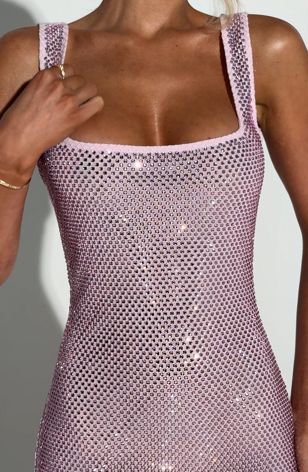 VIVIENNE | Elegantes Strass-Minikleid – Pink