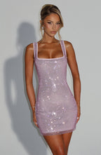 VIVIENNE | Elegantes Strass-Minikleid – Pink