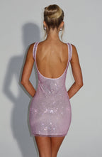 VIVIENNE | Elegantes Strass-Minikleid – Pink