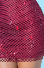 VIVIENNE | Elegantes Strass-Minikleid – Weinrot