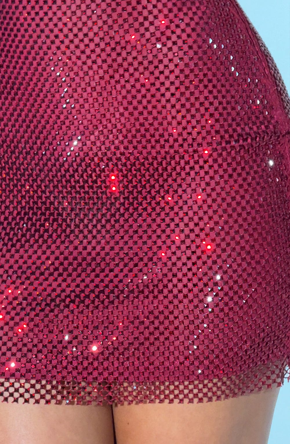 VIVIENNE | Elegantes Strass-Minikleid – Weinrot