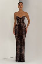SELENA | Elegantes Spitzen-Maxikleid – Schwarz