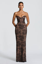 SELENA | Elegantes Spitzen-Maxikleid – Schwarz