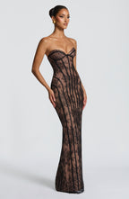 SELENA | Elegantes Spitzen-Maxikleid – Schwarz