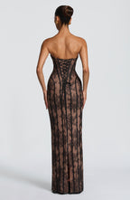 SELENA | Elegantes Spitzen-Maxikleid – Schwarz