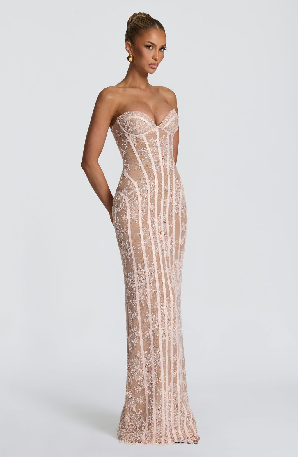 ANASTASIA | Elegantes Spitzen-Maxikleid – Blush