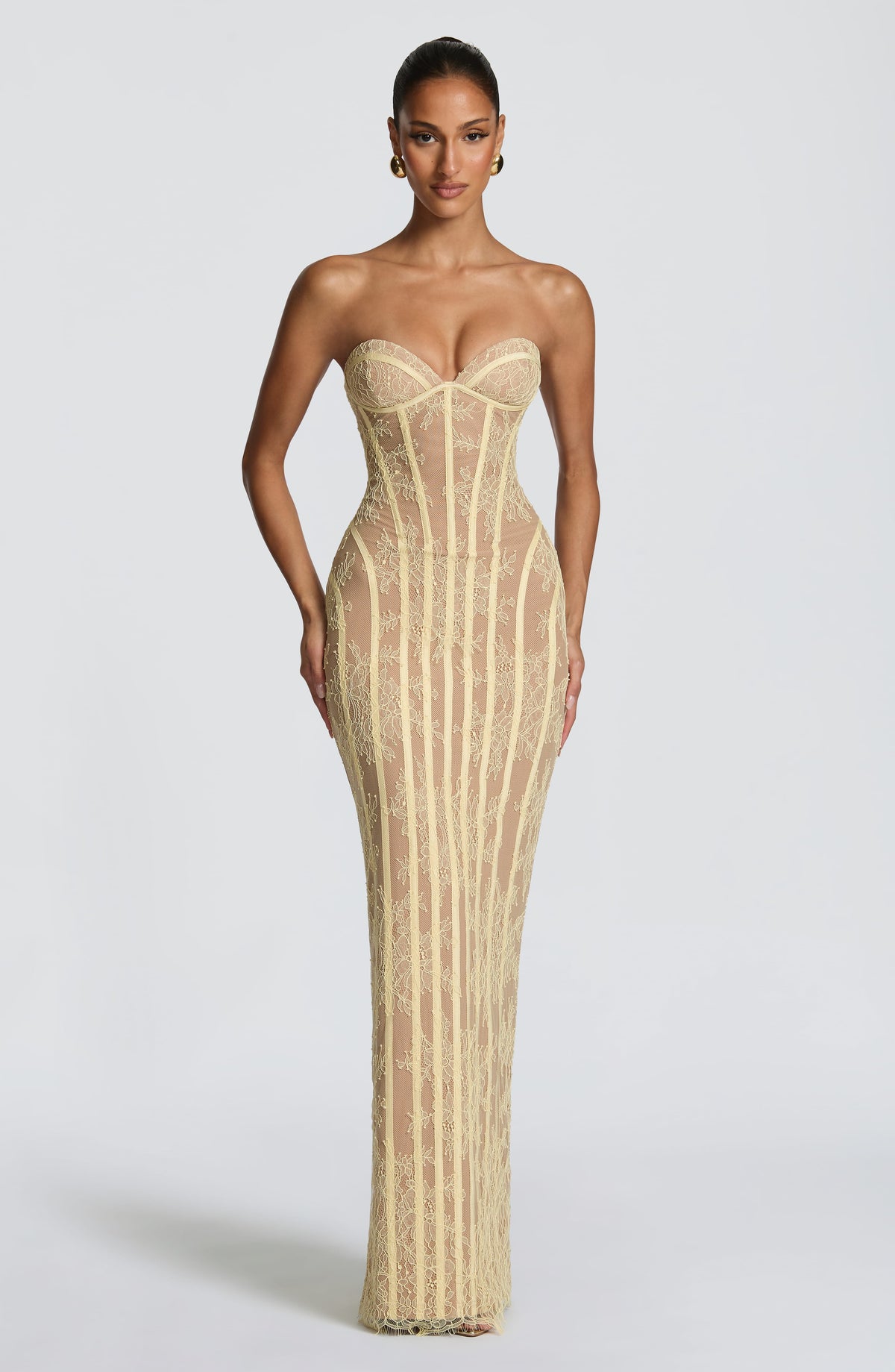 AURELIA | Elegantes Spitzen-Maxikleid – Lemon