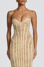 AURELIA | Elegantes Spitzen-Maxikleid – Lemon