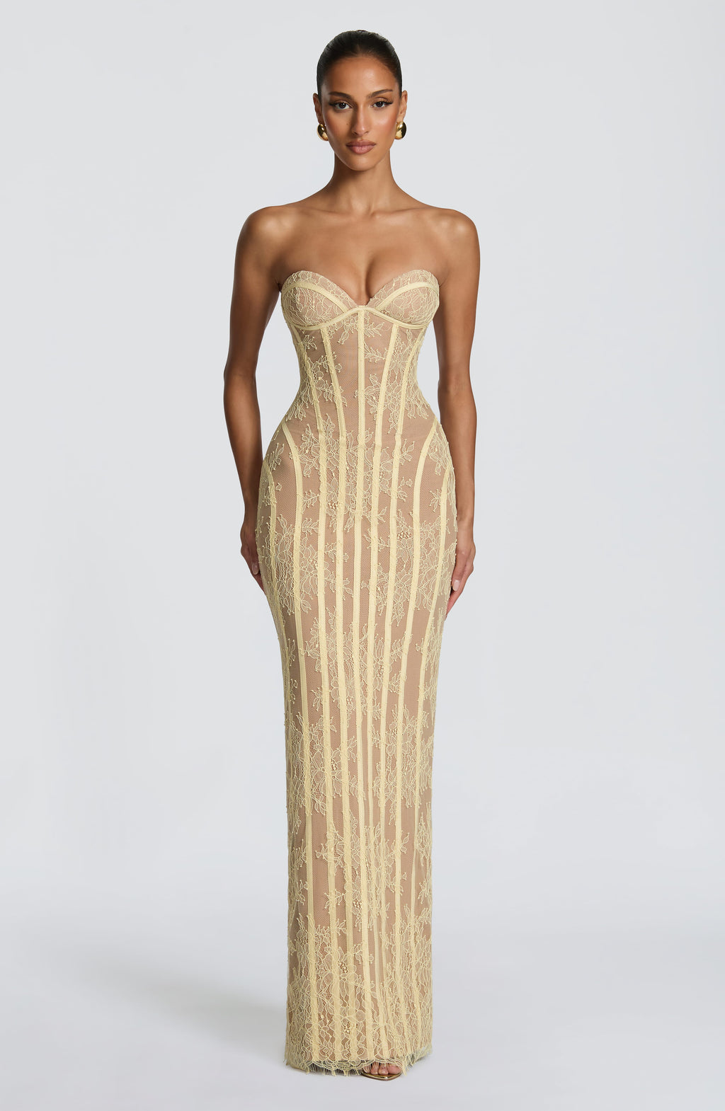 AURELIA | Elegantes Spitzen-Maxikleid – Lemon