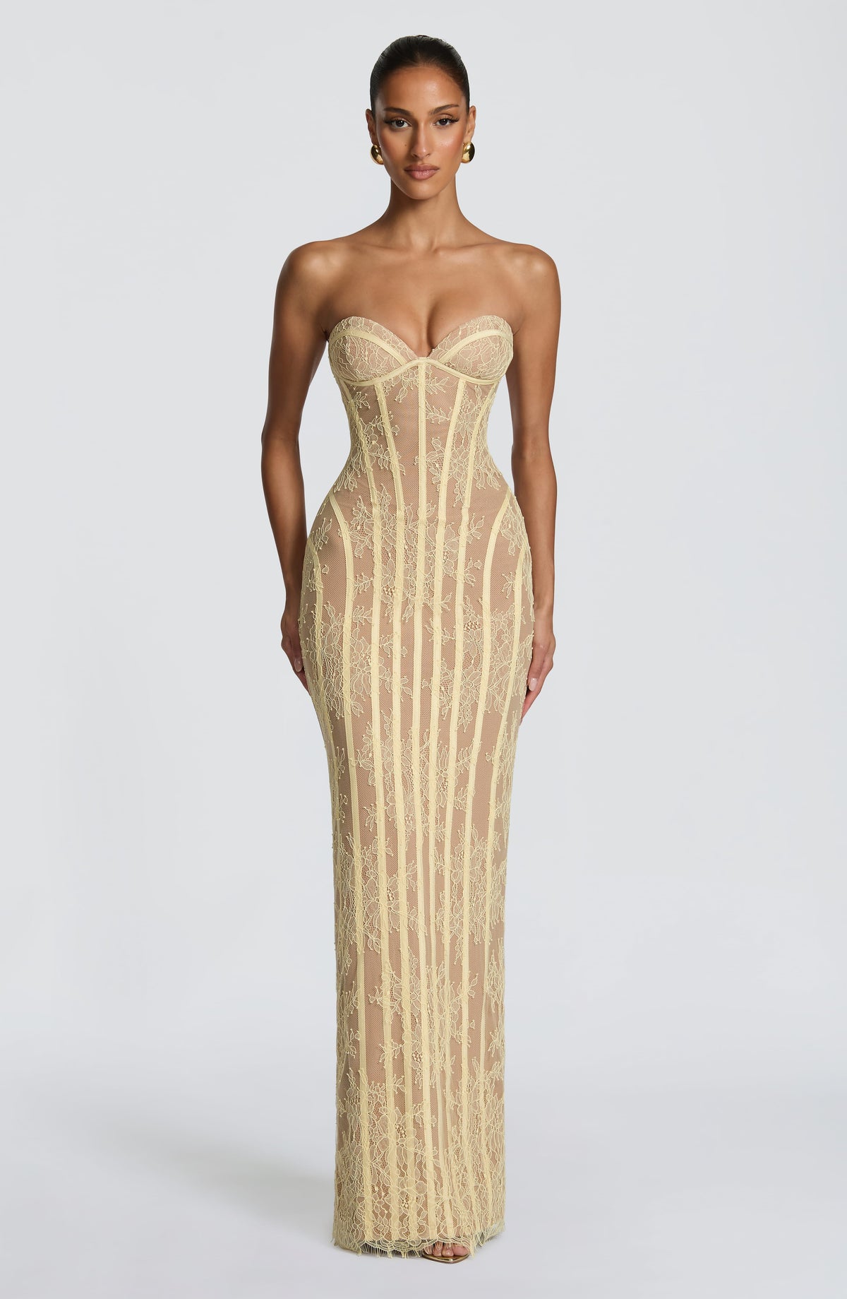 AURELIA | Elegantes Spitzen-Maxikleid – Lemon
