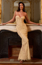 AURELIA | Elegantes Spitzen-Maxikleid – Lemon
